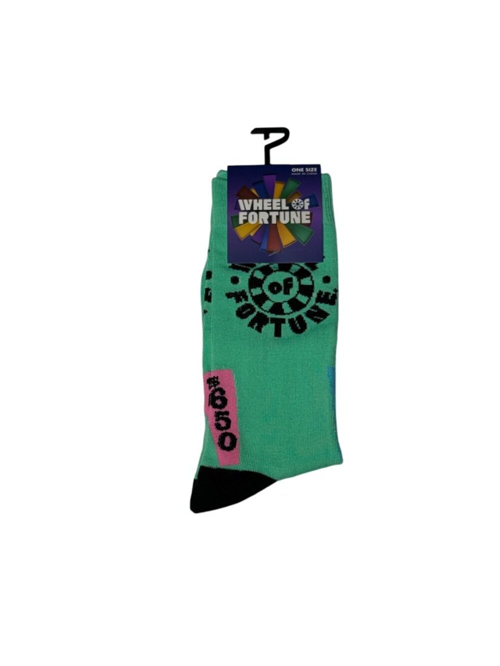 Wheel of Fortune Crew Socks Green One Size TV Game Show Novelty NWT